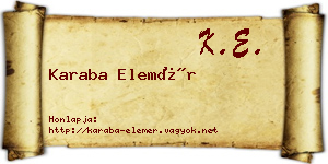 Karaba Elemér névjegykártya